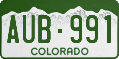 CO license plate AUB991