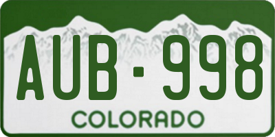 CO license plate AUB998