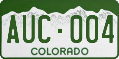 CO license plate AUC004