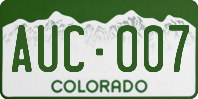 CO license plate AUC007