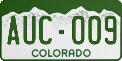 CO license plate AUC009