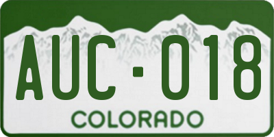 CO license plate AUC018