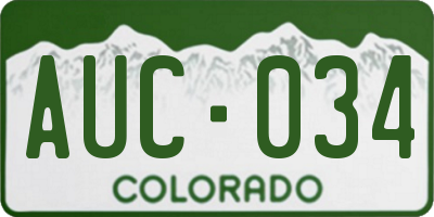 CO license plate AUC034