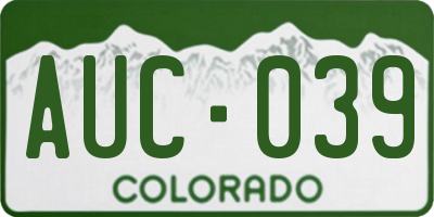 CO license plate AUC039