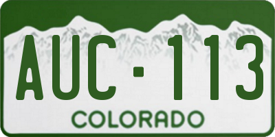 CO license plate AUC113