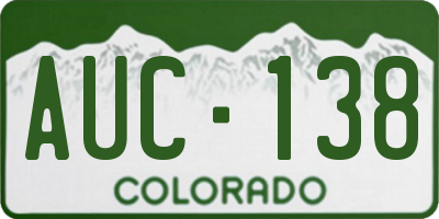 CO license plate AUC138