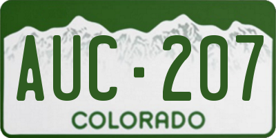 CO license plate AUC207