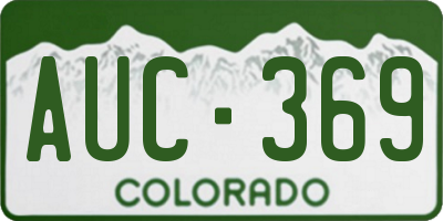 CO license plate AUC369