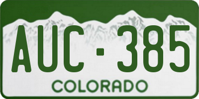 CO license plate AUC385