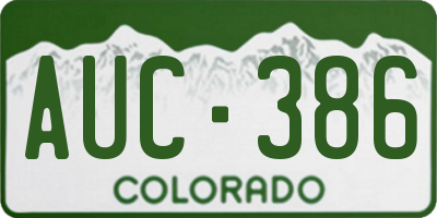 CO license plate AUC386