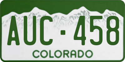 CO license plate AUC458