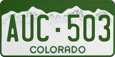 CO license plate AUC503