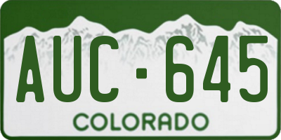 CO license plate AUC645