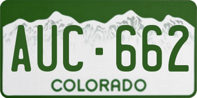CO license plate AUC662