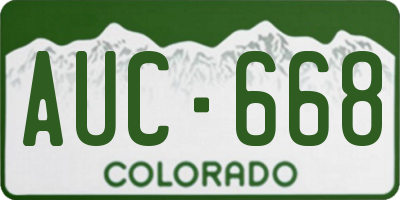 CO license plate AUC668