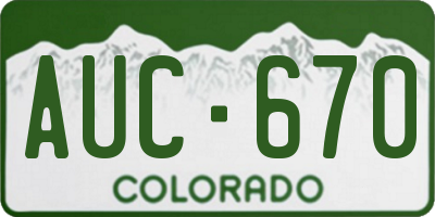CO license plate AUC670