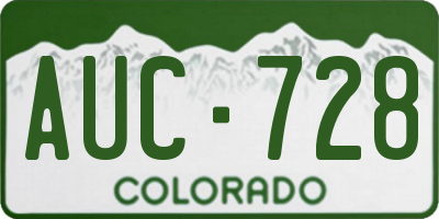 CO license plate AUC728