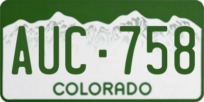 CO license plate AUC758