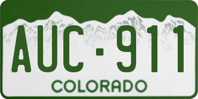CO license plate AUC911