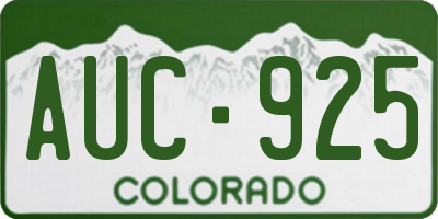 CO license plate AUC925
