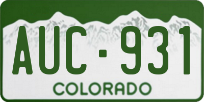 CO license plate AUC931