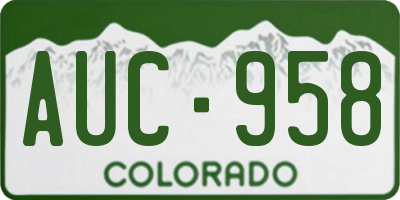 CO license plate AUC958