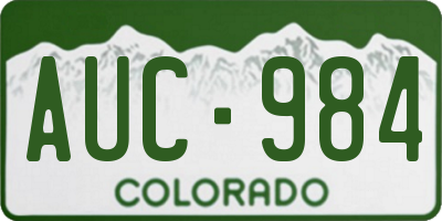 CO license plate AUC984