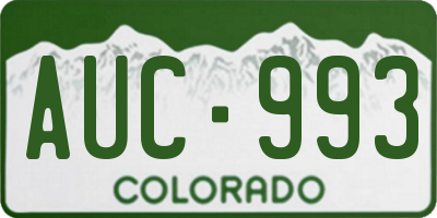 CO license plate AUC993