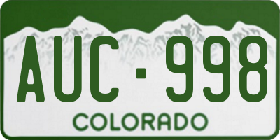 CO license plate AUC998