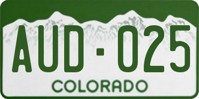 CO license plate AUD025