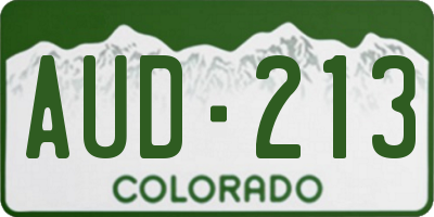 CO license plate AUD213