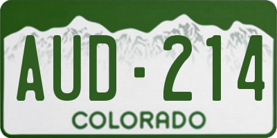 CO license plate AUD214