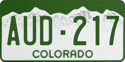 CO license plate AUD217