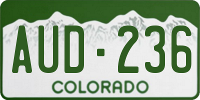 CO license plate AUD236