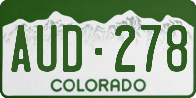 CO license plate AUD278