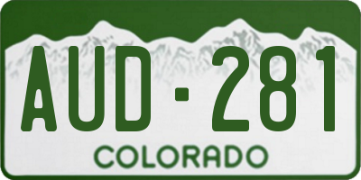 CO license plate AUD281
