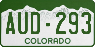 CO license plate AUD293