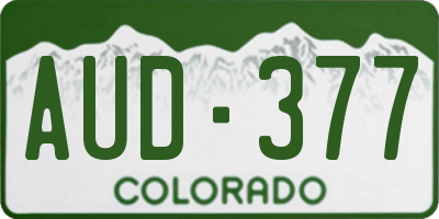 CO license plate AUD377