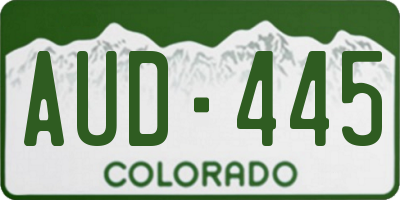 CO license plate AUD445