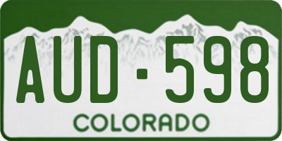 CO license plate AUD598