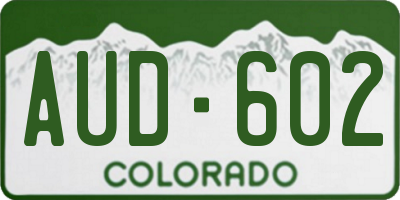 CO license plate AUD602