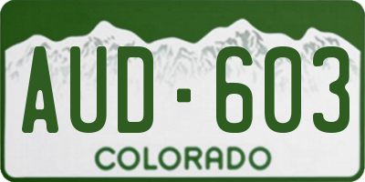 CO license plate AUD603