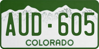 CO license plate AUD605