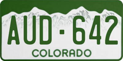 CO license plate AUD642