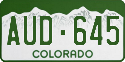 CO license plate AUD645