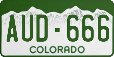 CO license plate AUD666