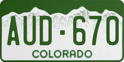 CO license plate AUD670