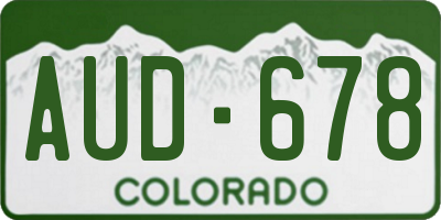 CO license plate AUD678