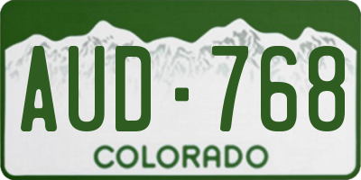 CO license plate AUD768