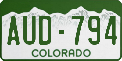 CO license plate AUD794